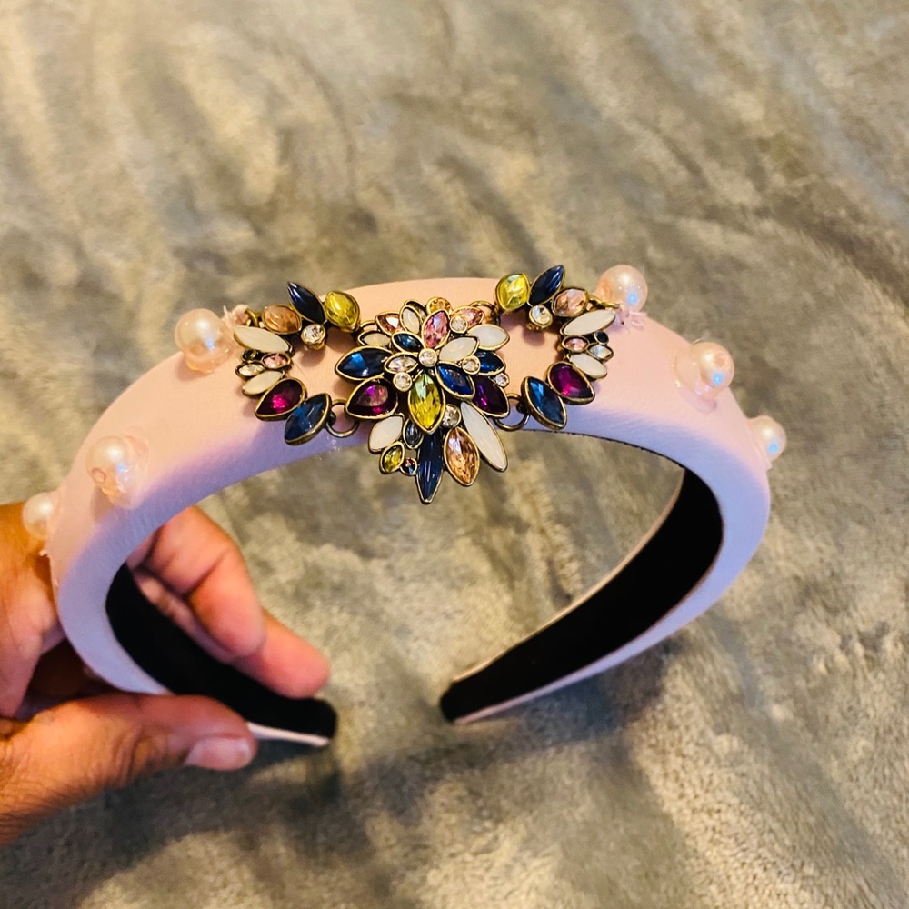 Handmade pink pearl headband